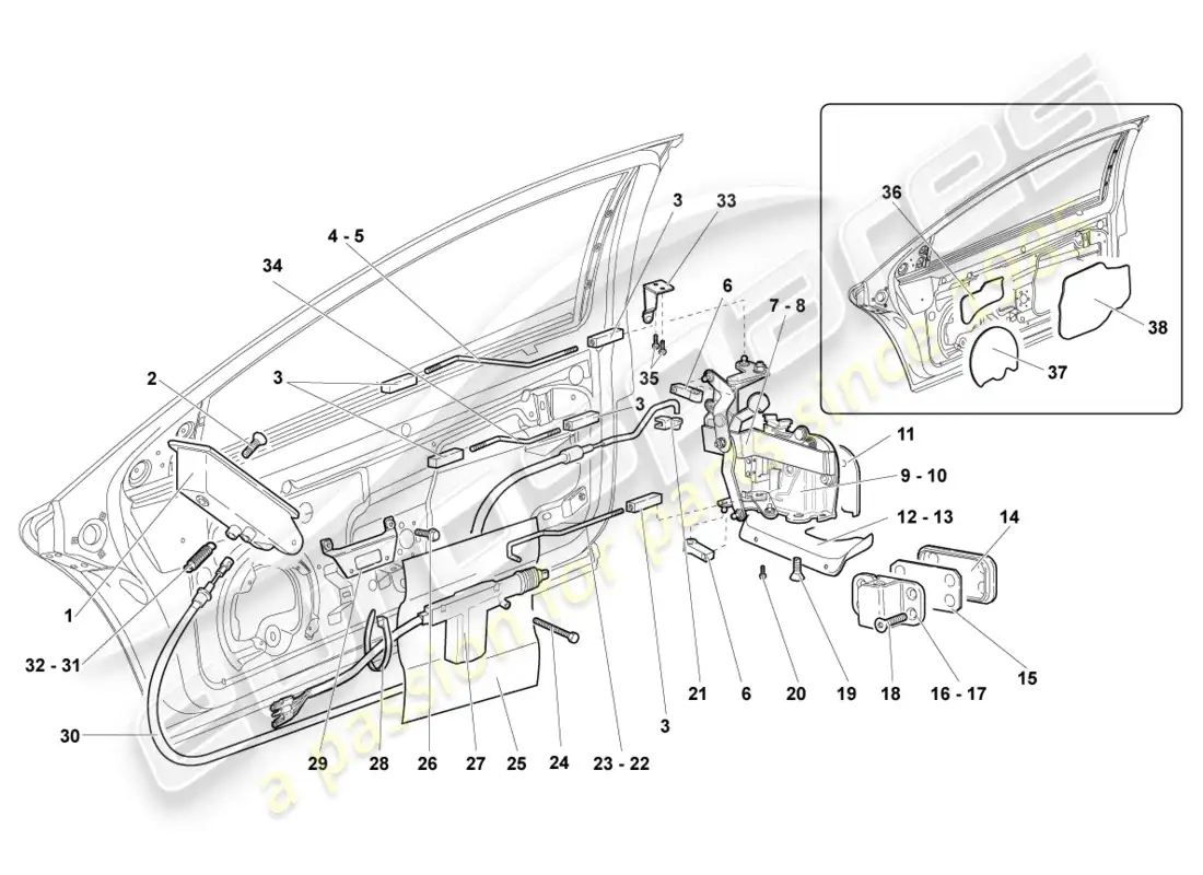 lamborghini reventon cerradura de la puerta diagrama de piezas