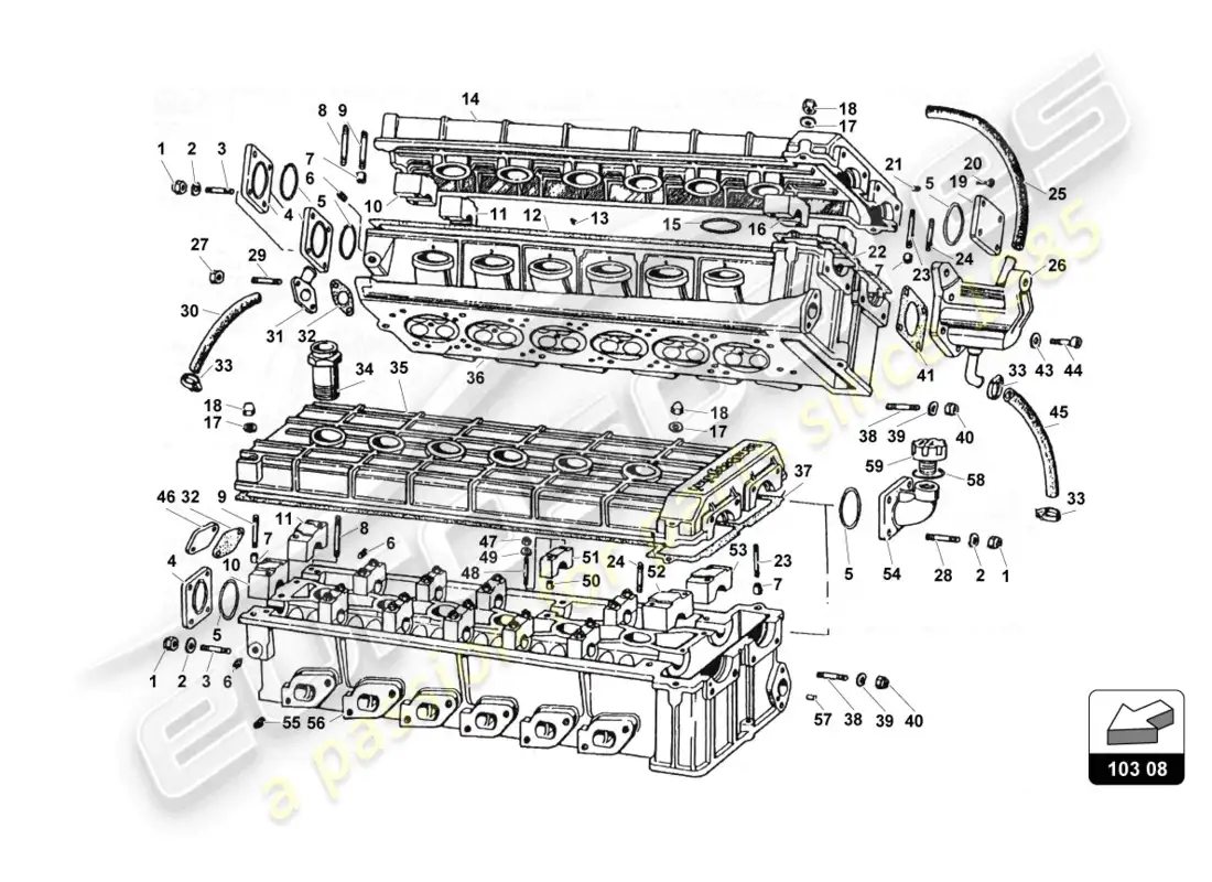 lamborghini countach 25th anniversary (1989) culatas diagrama de piezas