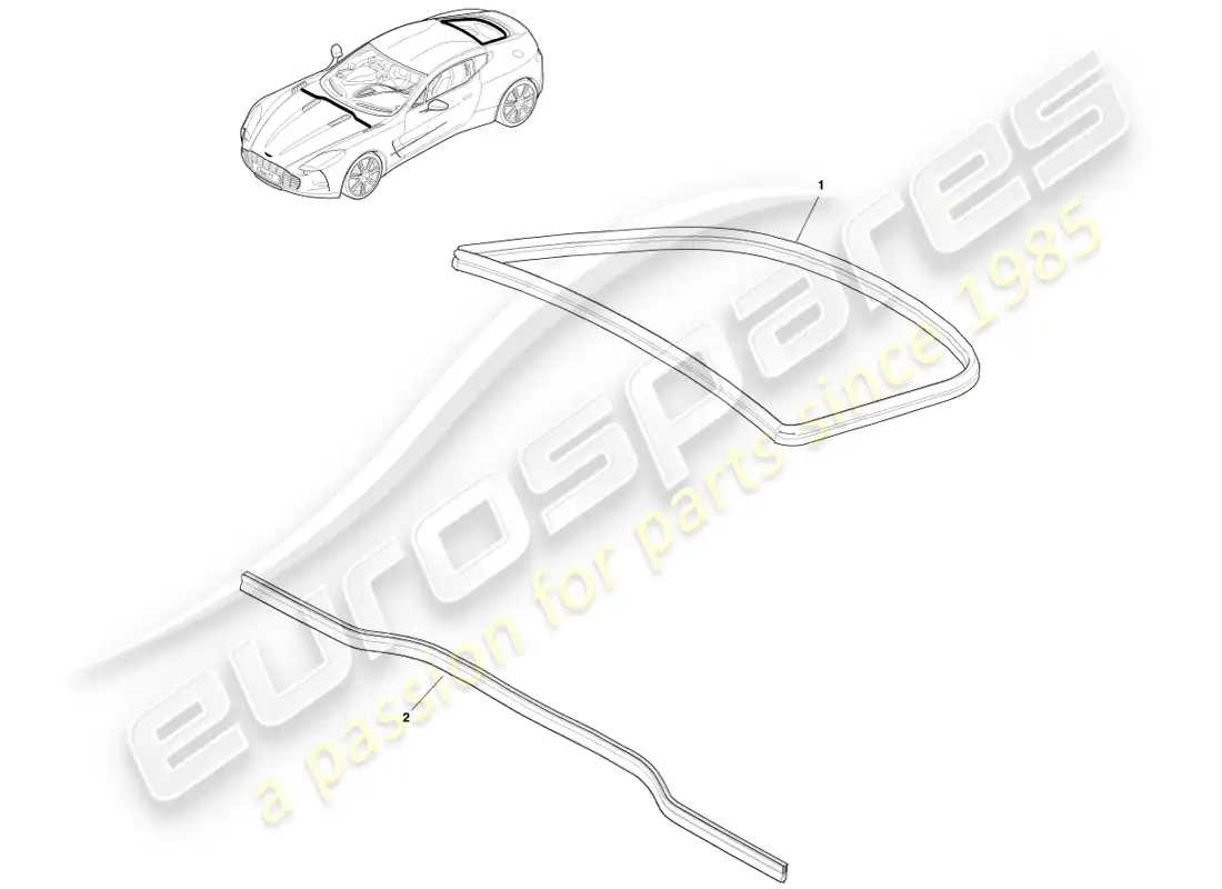 aston martin one-77 (2011) sellos de capó y portón trasero diagrama de piezas