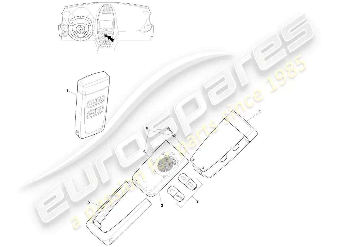 aston martin one-77 (2011) transmisor, rke diagrama de piezas