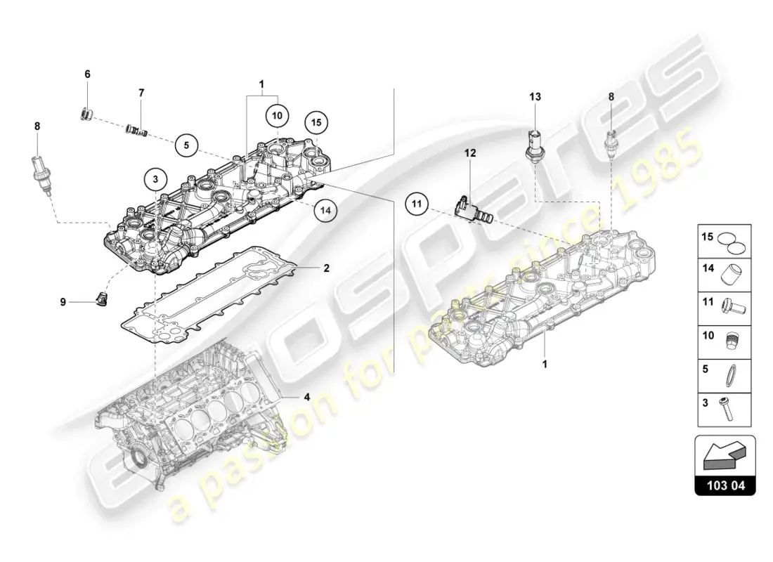 lamborghini tecnica (2023) tapa del compartimiento del motor diagrama de piezas