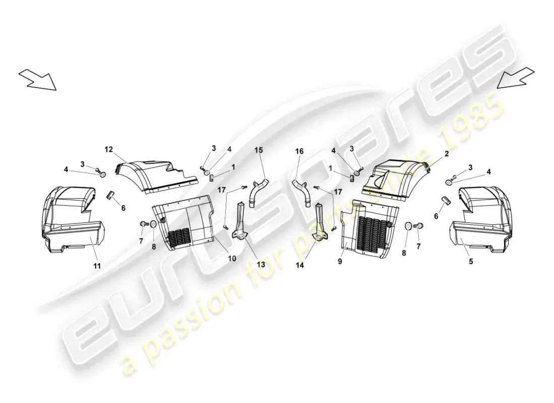 lamborghini reventon roadster recubrimiento de rueda trasero diagrama de piezas