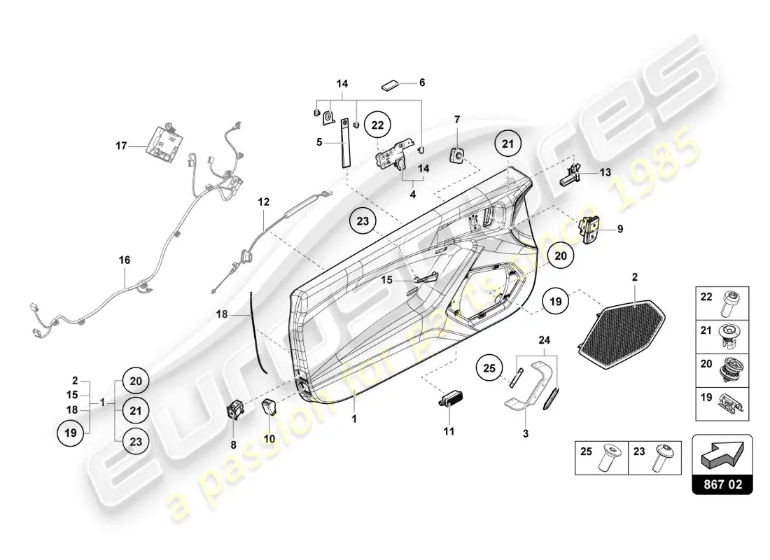 lamborghini sto (2022) panel de la puerta diagrama de piezas
