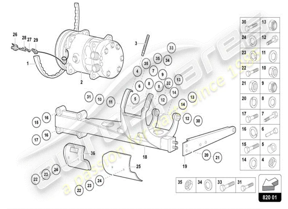 lamborghini diablo vt (1996) diagrama de piezas del sistema de aire acondicionado