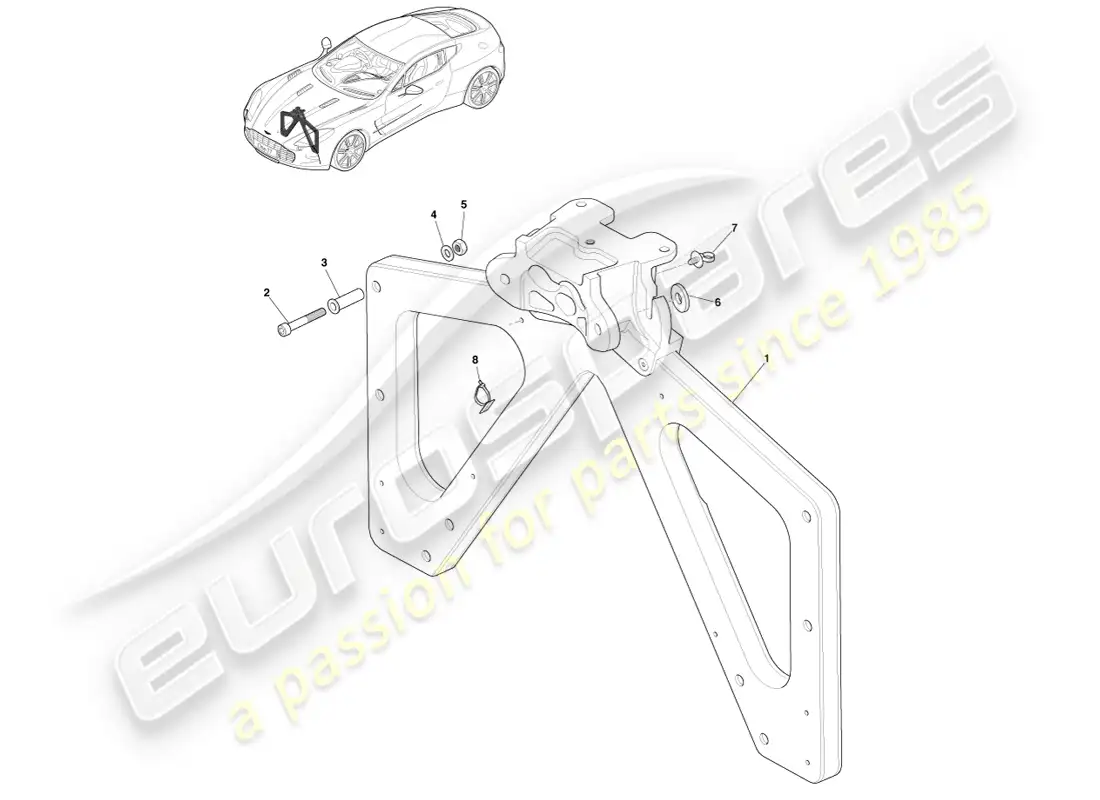 aston martin one-77 (2011) placa transversal frontal diagrama de piezas