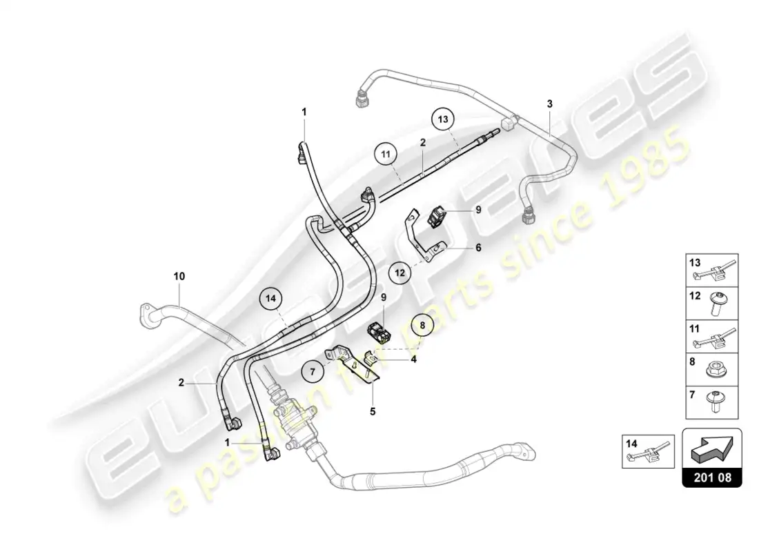 lamborghini countach lpi 800-4 (2022) línea de combustible diagrama de piezas