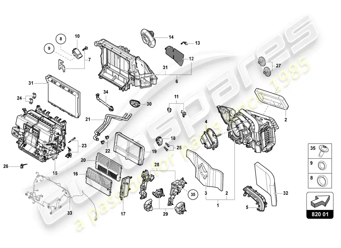 lamborghini urus (2019) sistema de aire acondicionado con regulación electrónica diagrama de piezas