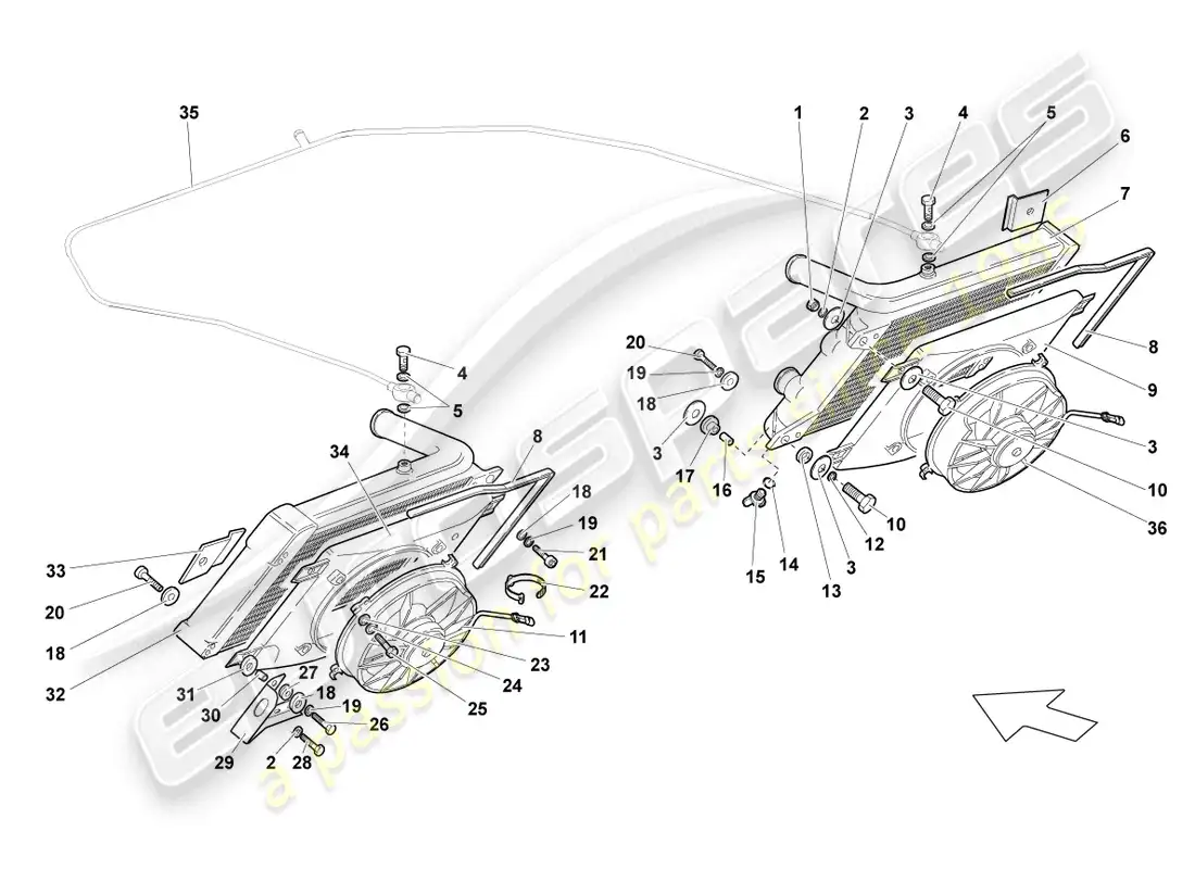 lamborghini lp670-4 sv (2010) enfriador para refrigerante diagrama de piezas