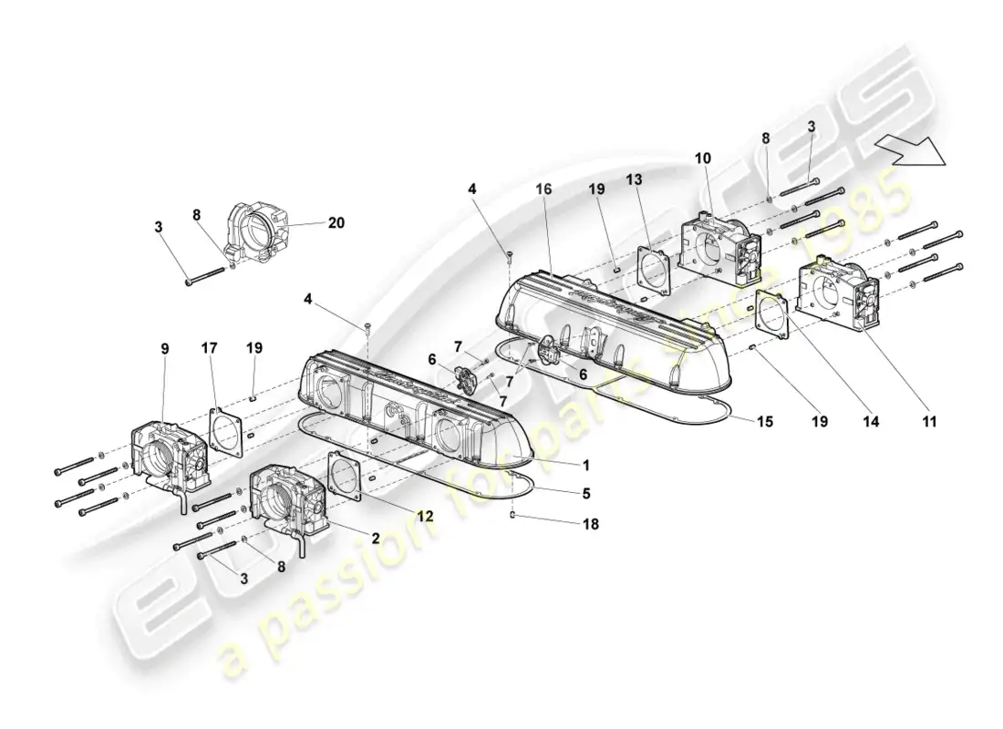 lamborghini lp670-4 sv (2010) sistema de admisión diagrama de piezas