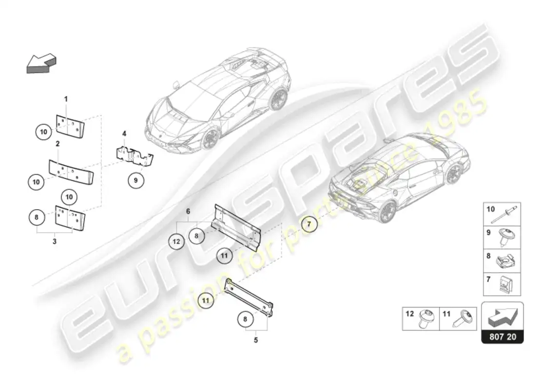 lamborghini tecnica (2024) porta matrícula diagrama de piezas