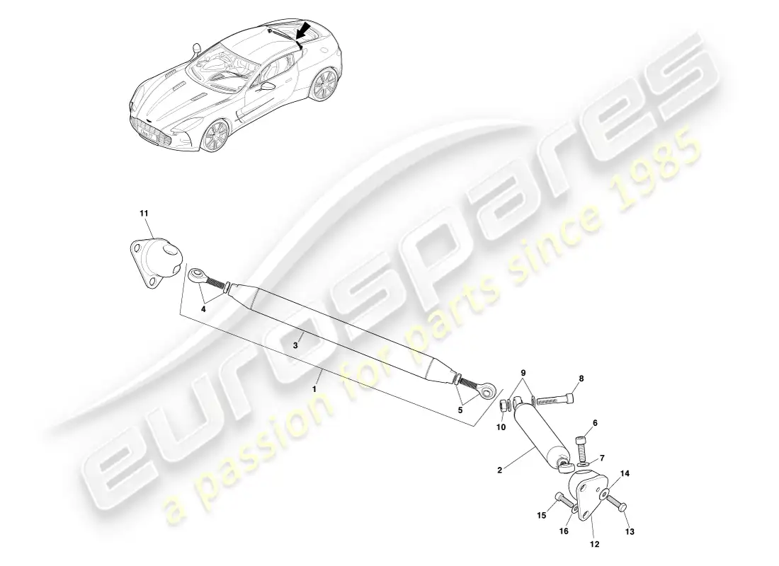 aston martin one-77 (2011) soporte en v trasero diagrama de piezas