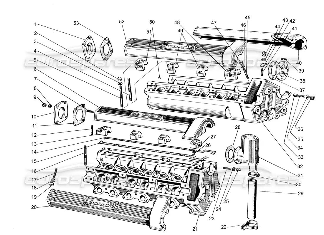 lamborghini espada diagrama de piezas de culatas (a 575)