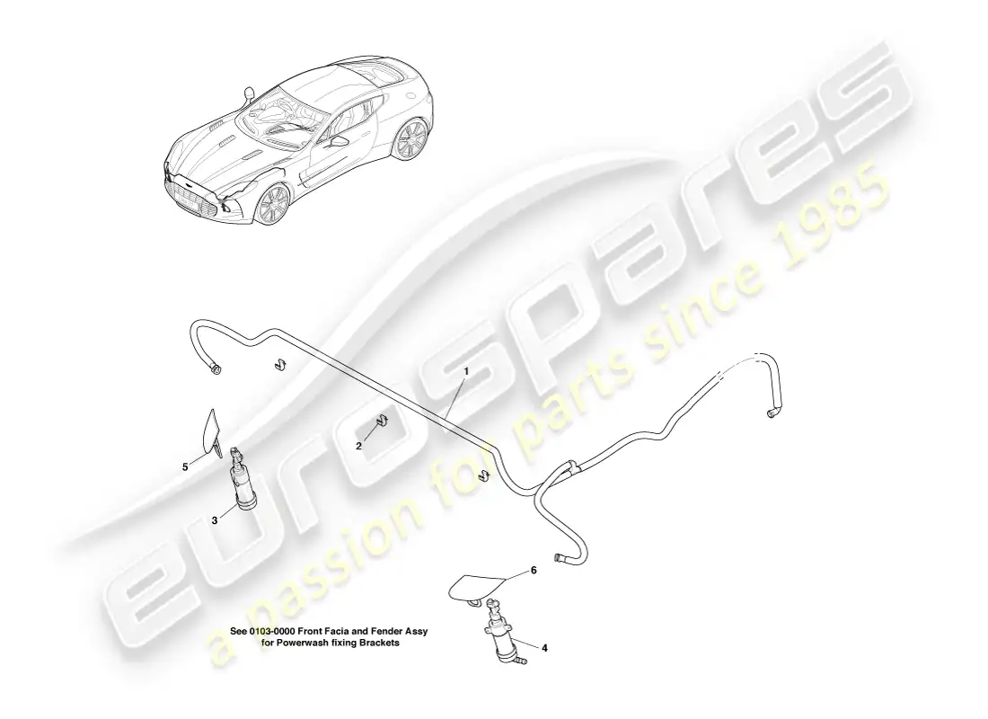 aston martin one-77 (2011) lavado de faros diagrama de piezas