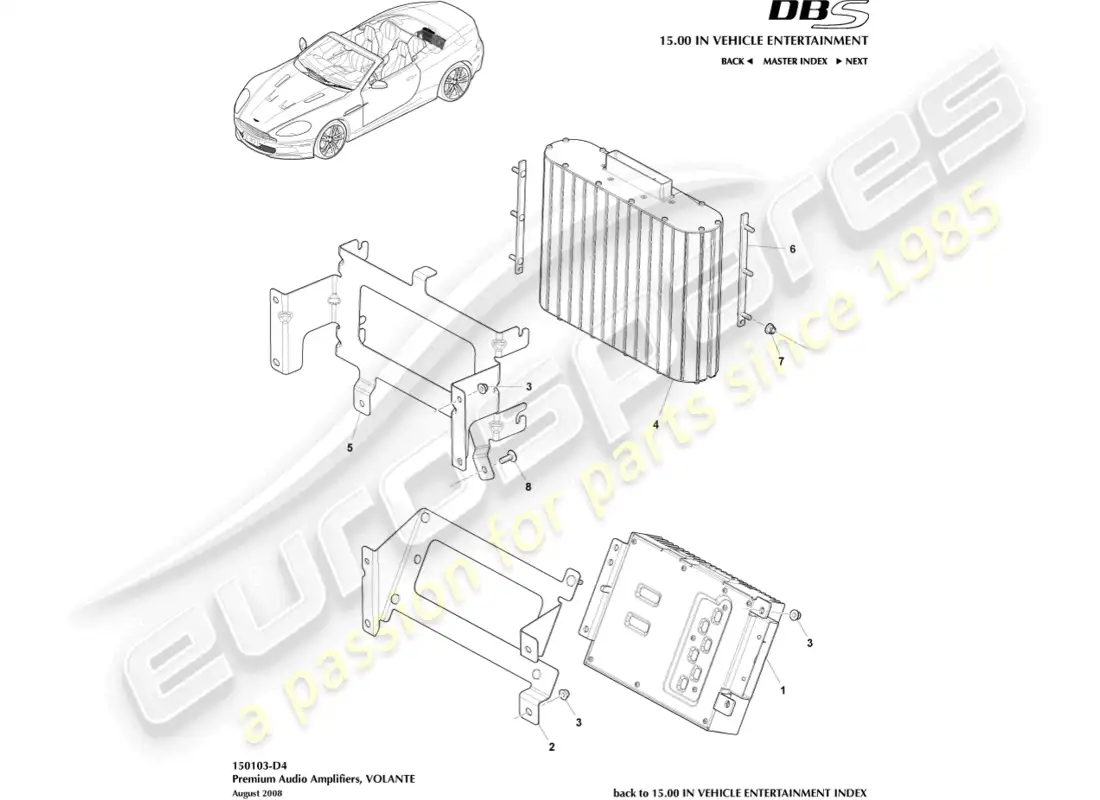 aston martin dbs (2010) amplificadores premium, volante diagrama de piezas