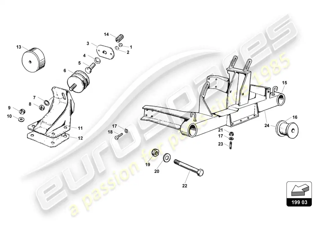 lamborghini countach 25th anniversary (1989) montaje del motor diagrama de piezas