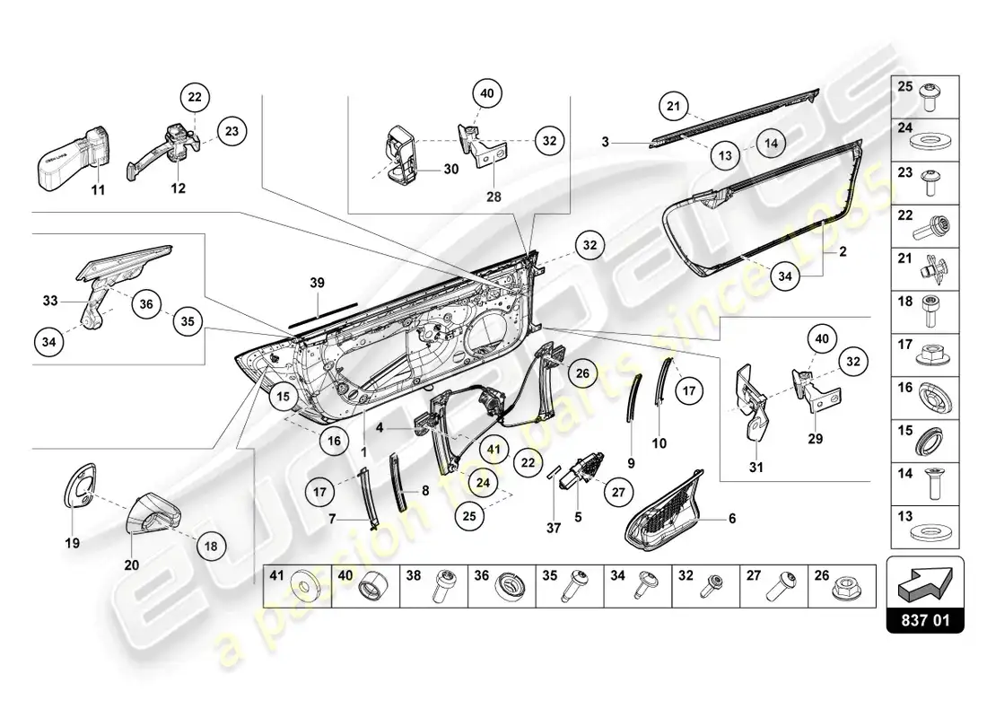 lamborghini tecnica (2023) puertas diagrama de piezas
