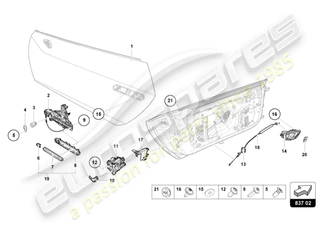 lamborghini sterrato (2024) manijas de puerta diagrama de piezas