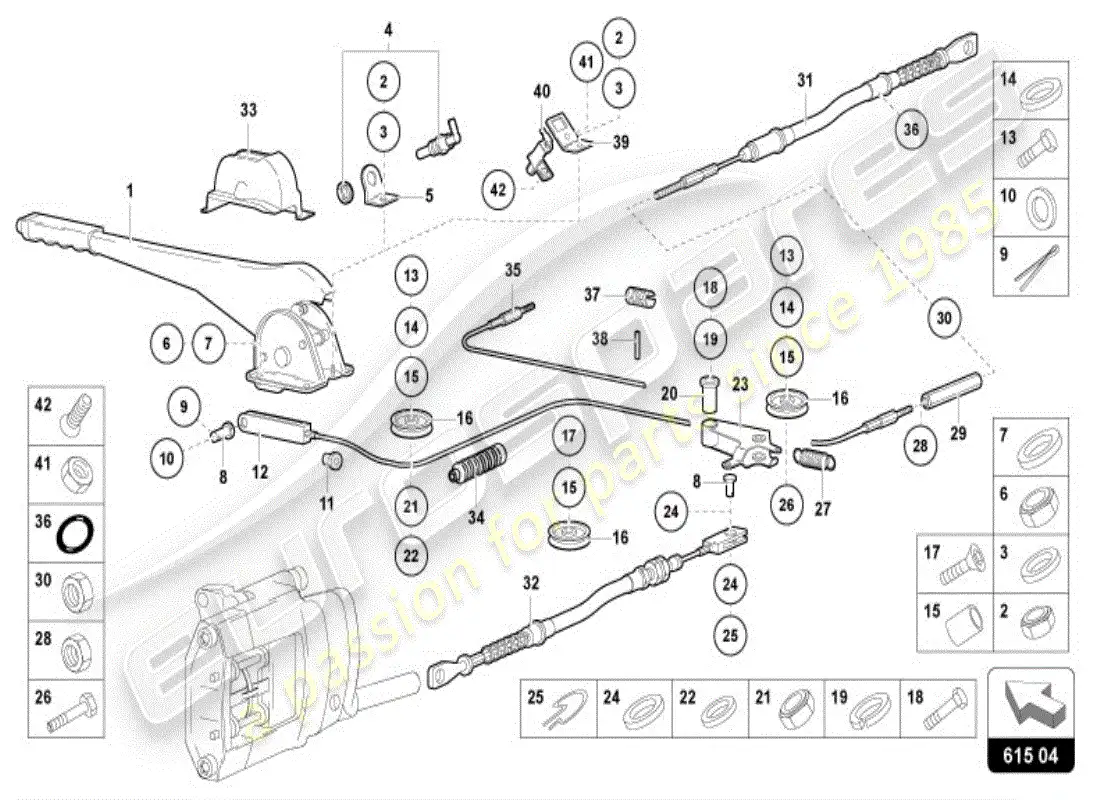 lamborghini diablo vt (1995) freno de mano diagrama de piezas