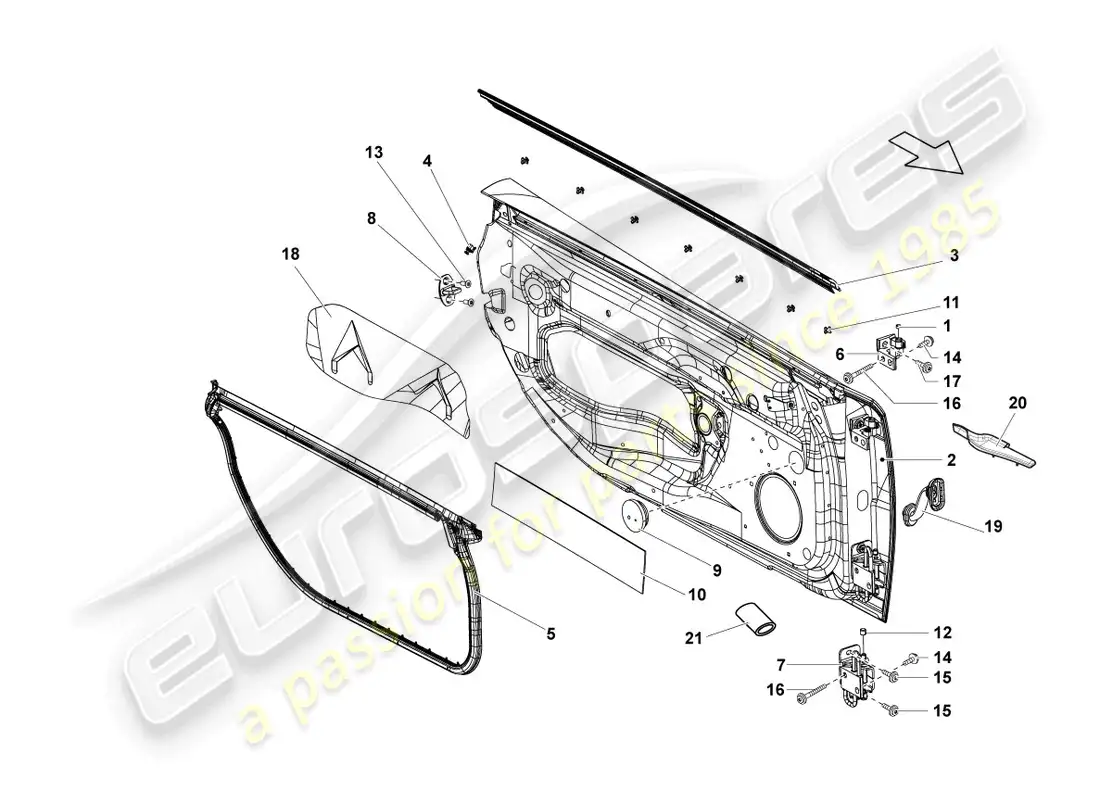 lamborghini gallardo coupe (2004) puerta diagrama de piezas