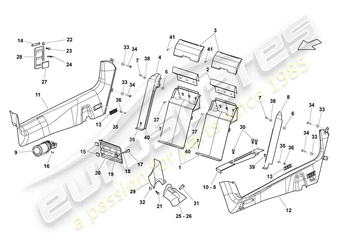 lamborghini lp670-4 sv (2010) adorno del pilar diagrama de piezas