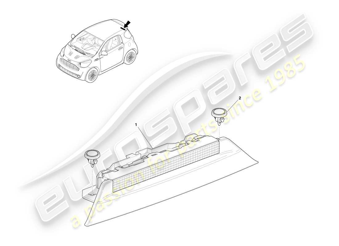 aston martin cygnet (2012) lámpara de parada central diagrama de piezas