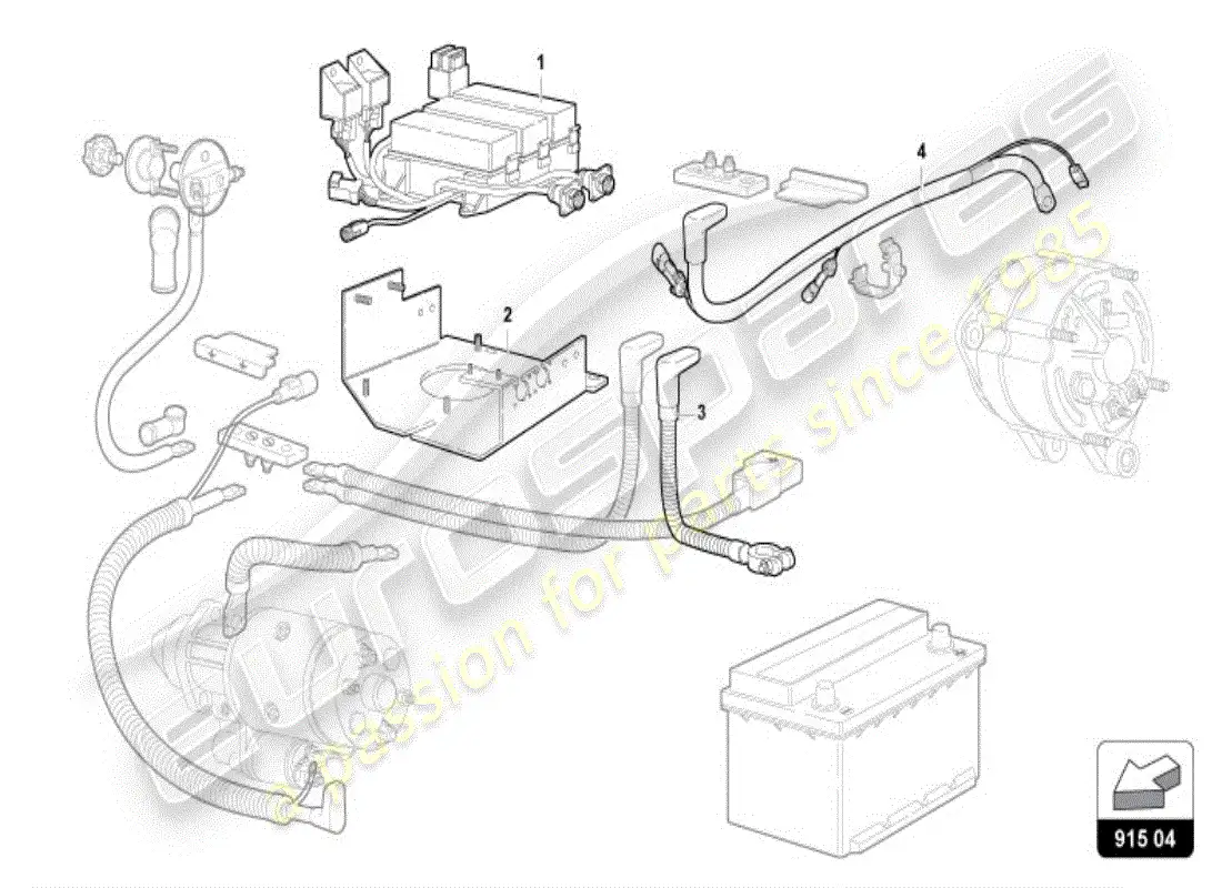 lamborghini diablo vt (1996) diagrama de piezas de la batería