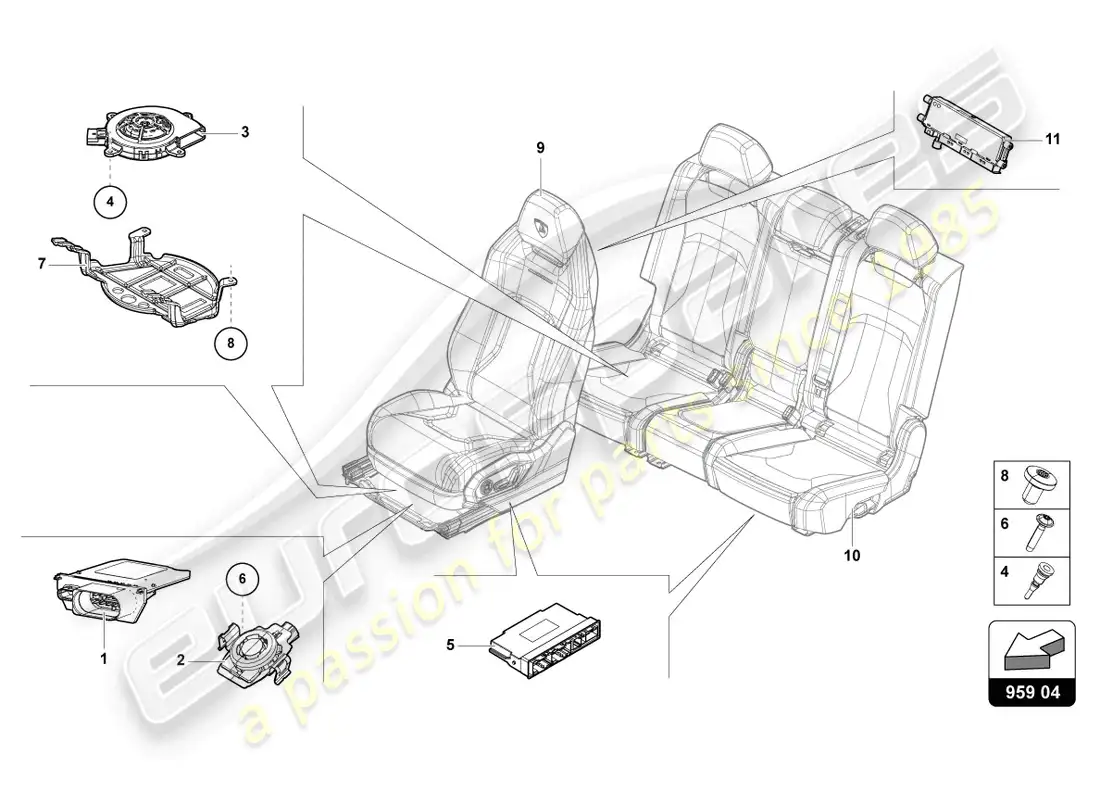 lamborghini urus s (2024) unidad de mando para sensor de asiento ocupado diagrama de piezas