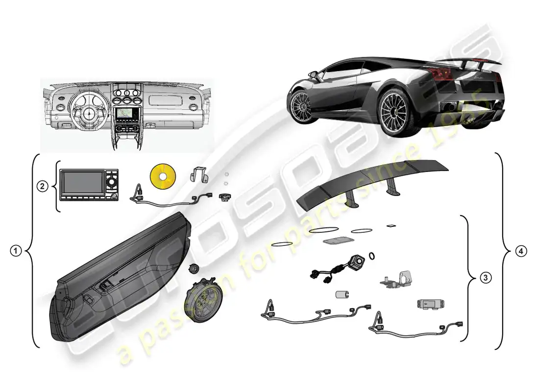 lamborghini lp570-4 sl (accessories) kit de actualización diagrama de piezas