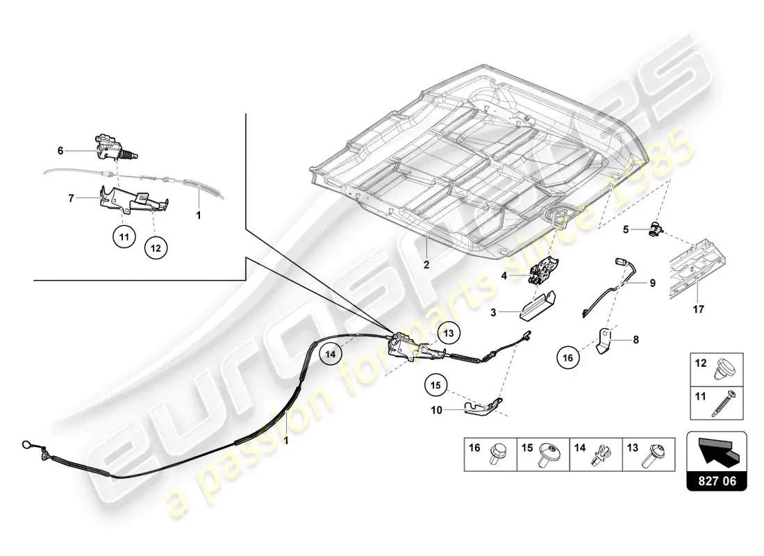 lamborghini evo spyder (2023) rear lid diagrama de piezas