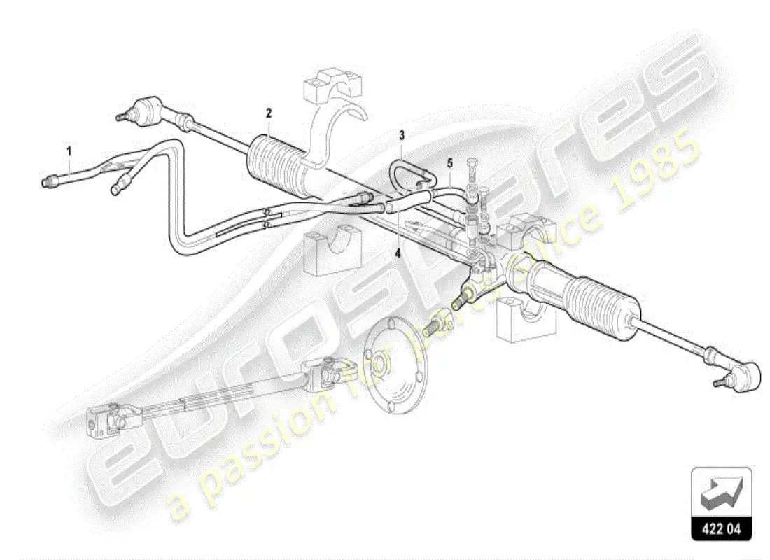 lamborghini diablo vt (1996) diagrama de piezas de la barra de dirección