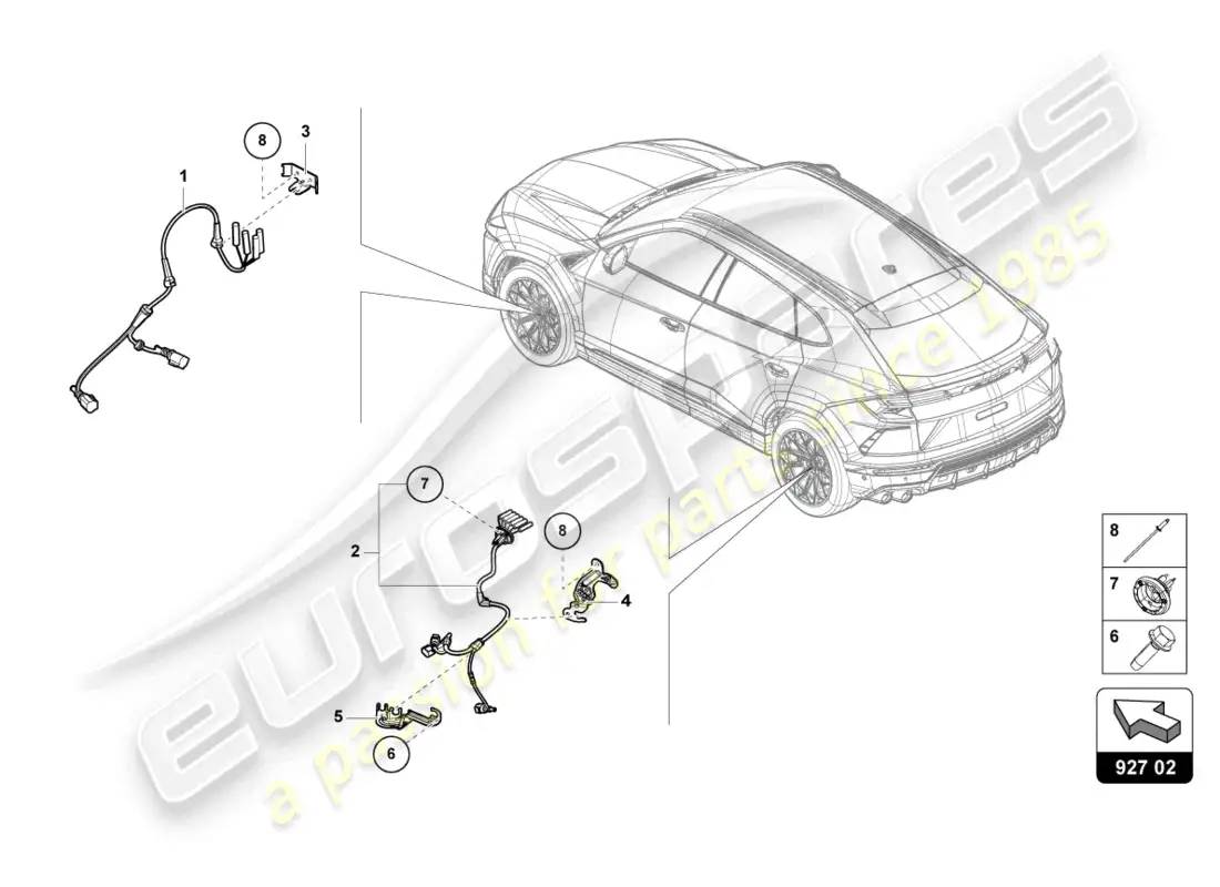 lamborghini urus s (2024) wiring harness for anti-lock brakesystem -abs- diagrama de piezas