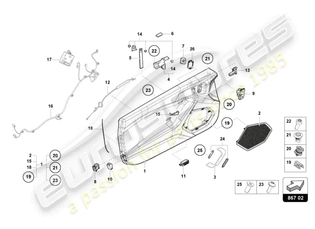 lamborghini sto (2024) panel de la puerta diagrama de piezas