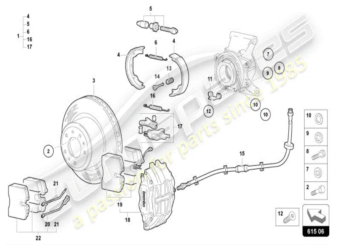 lamborghini diablo vt (1995) disco de freno trasero diagrama de piezas