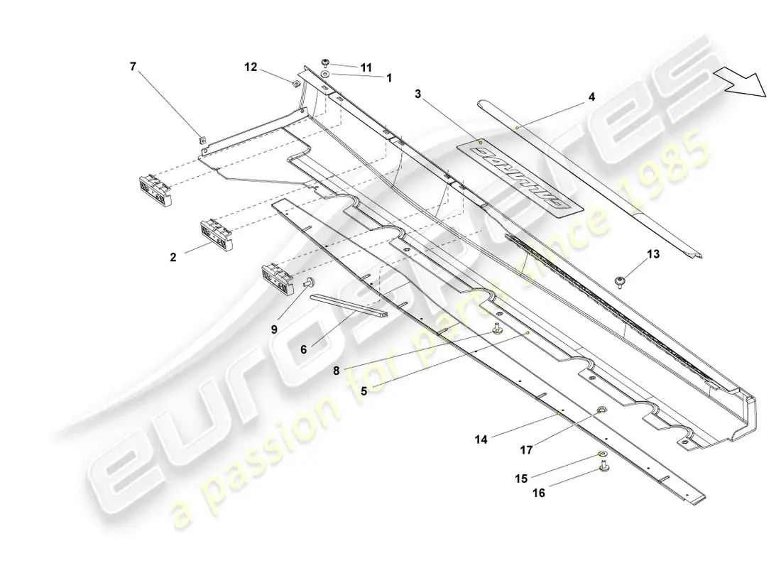 lamborghini lp560-4 coupe fl ii (2014) moldura de larguero diagrama de piezas