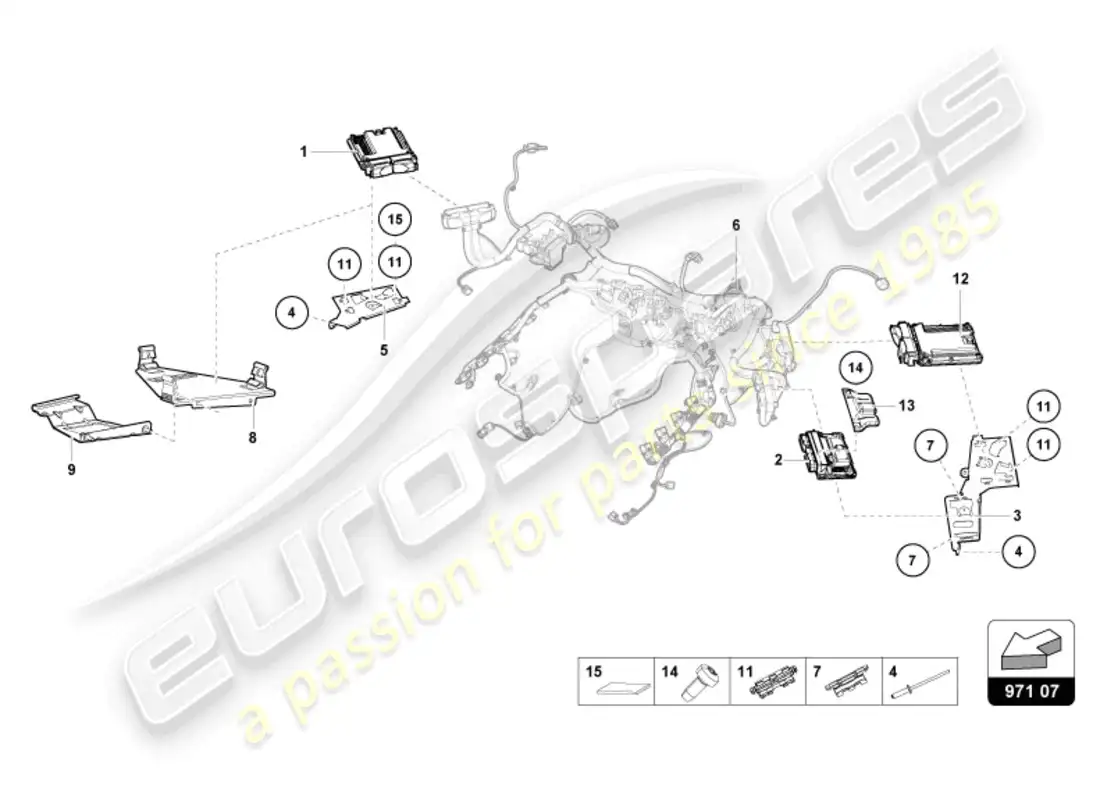 lamborghini evo spyder (2024) unidad de control del motor diagrama de piezas
