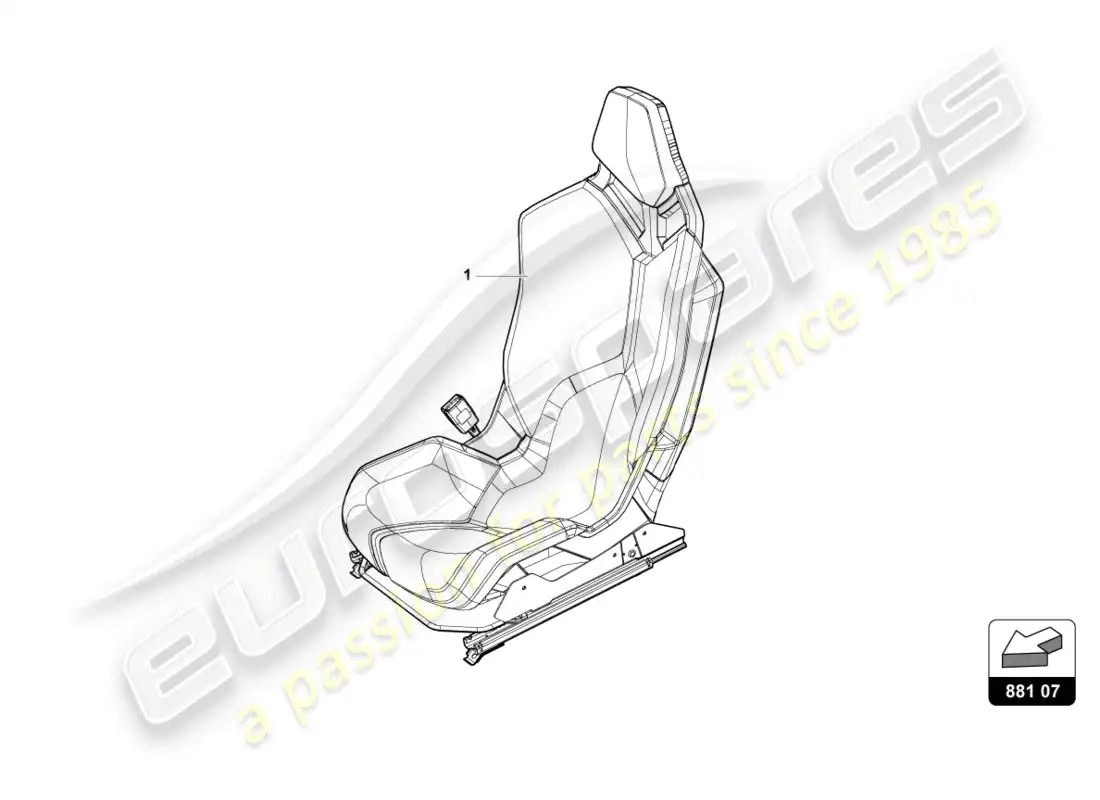 lamborghini tecnica (2023) asiento deportivo 'asiento de carreras' diagrama de piezas
