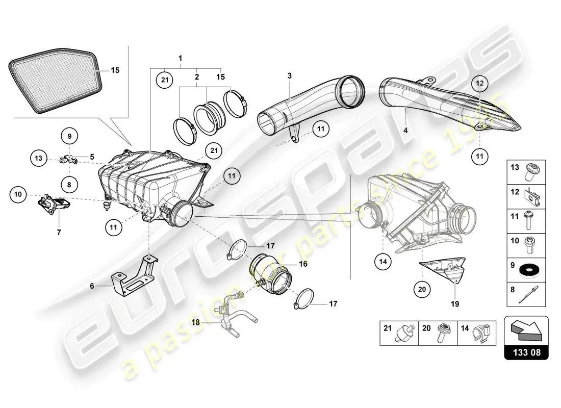 lamborghini sterrato (2024) carcasa del filtro de aire diagrama de piezas