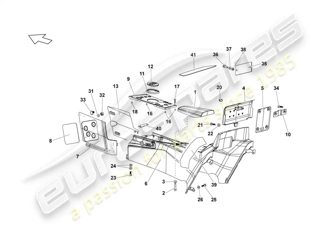 lamborghini lp670-4 sv (2010) consola central diagrama de piezas
