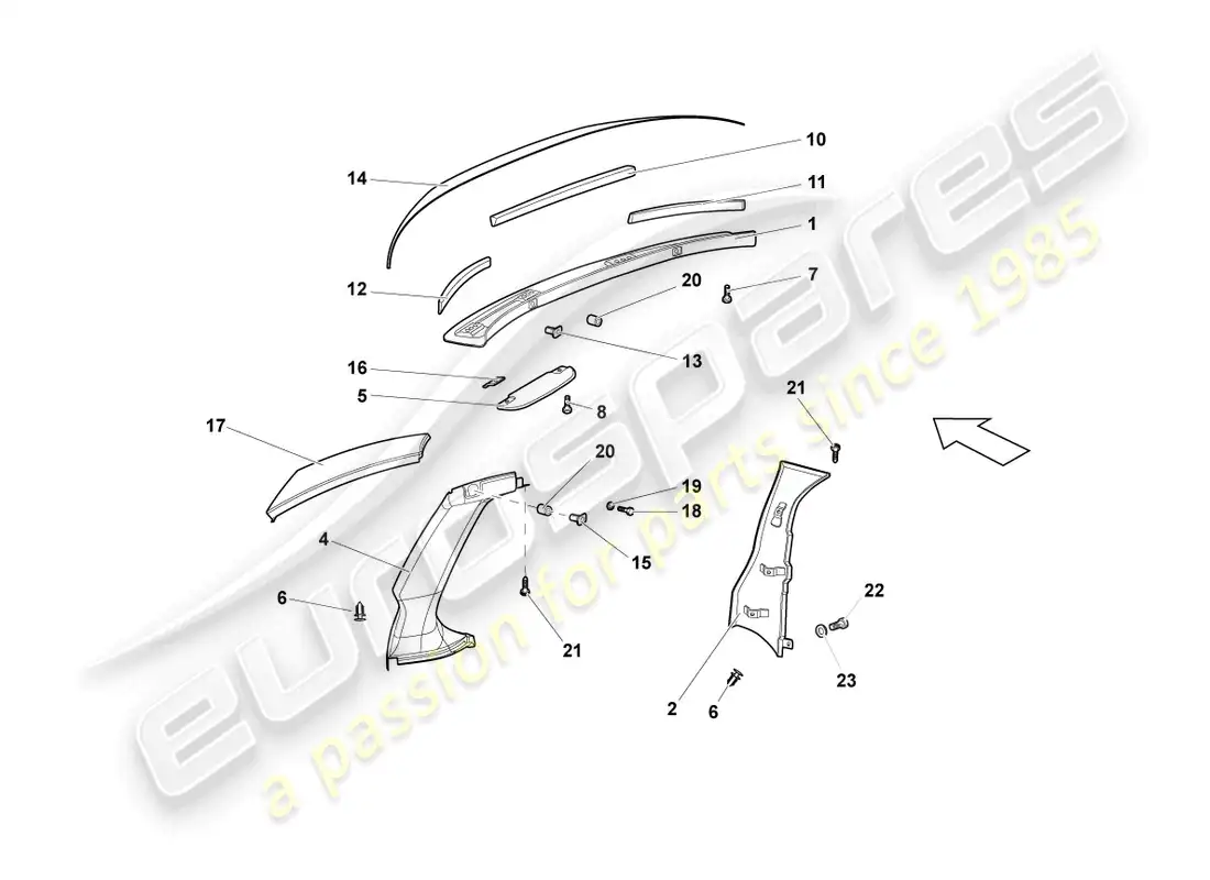 lamborghini lp640 roadster (2007) absorbentes de sonido diagrama de piezas