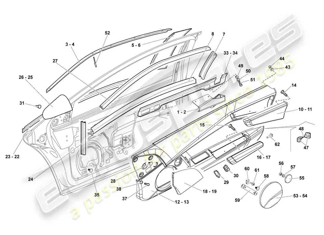 lamborghini lp670-4 sv (2010) guía de ventana diagrama de piezas