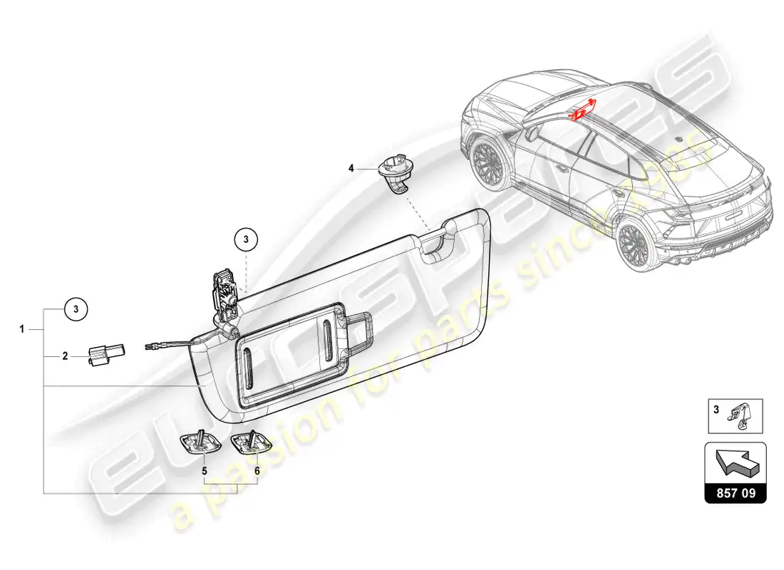 lamborghini urus s (2023) parasol diagrama de piezas