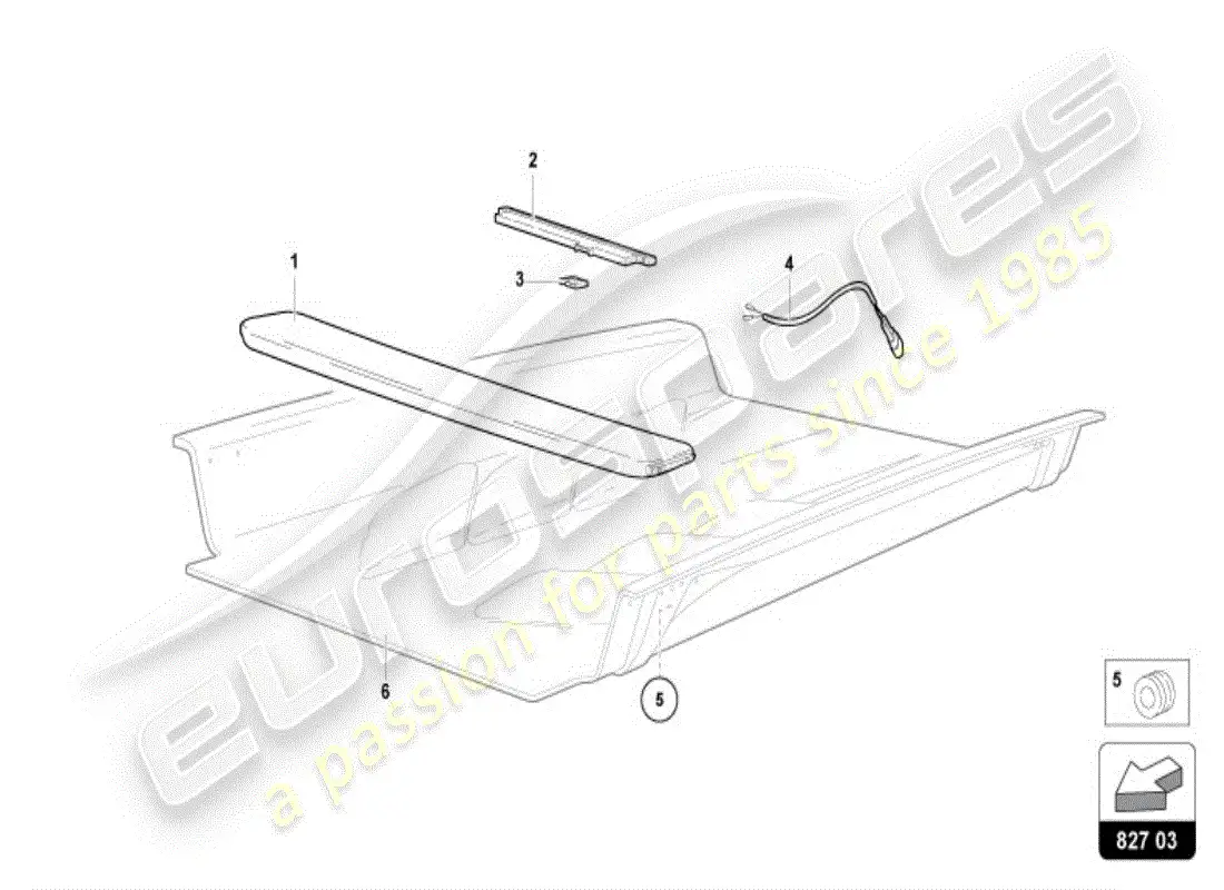 lamborghini diablo vt (1996) cubierta del motor con insp. diagrama de piezas de la cubierta