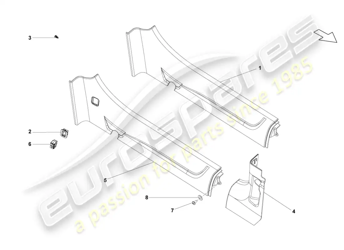 lamborghini lp560-4 coupe fl ii (2014) tira de embellecedor de umbral diagrama de piezas
