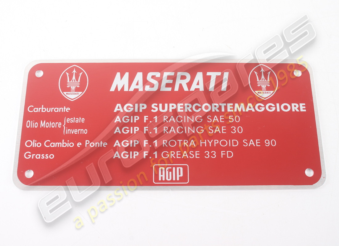 NUEVA PLACA MASERATIAGIP SUPERCORTEMAGGIORE. NÚMERO DE PARTE MPL001 (1) nueva placa maseratiagip supercortemaggiore. número de parte mpl001 (1)