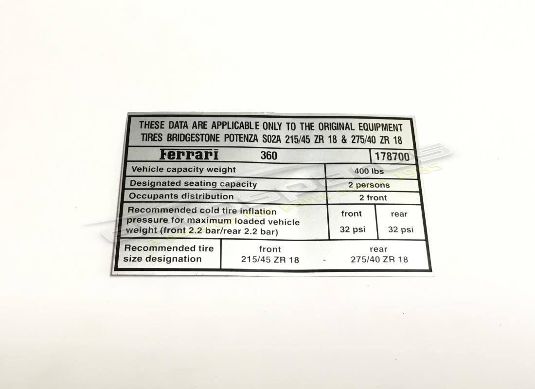nueva presión de neumáticos bridgestone ferrari pla. número de parte 178700 (1)