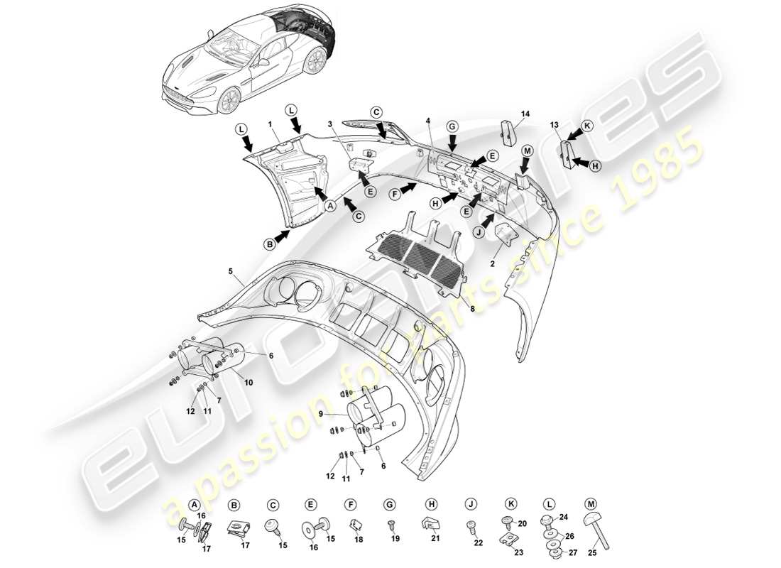 aston martin vanquish (2013) parachoques trasero, s diagrama de piezas