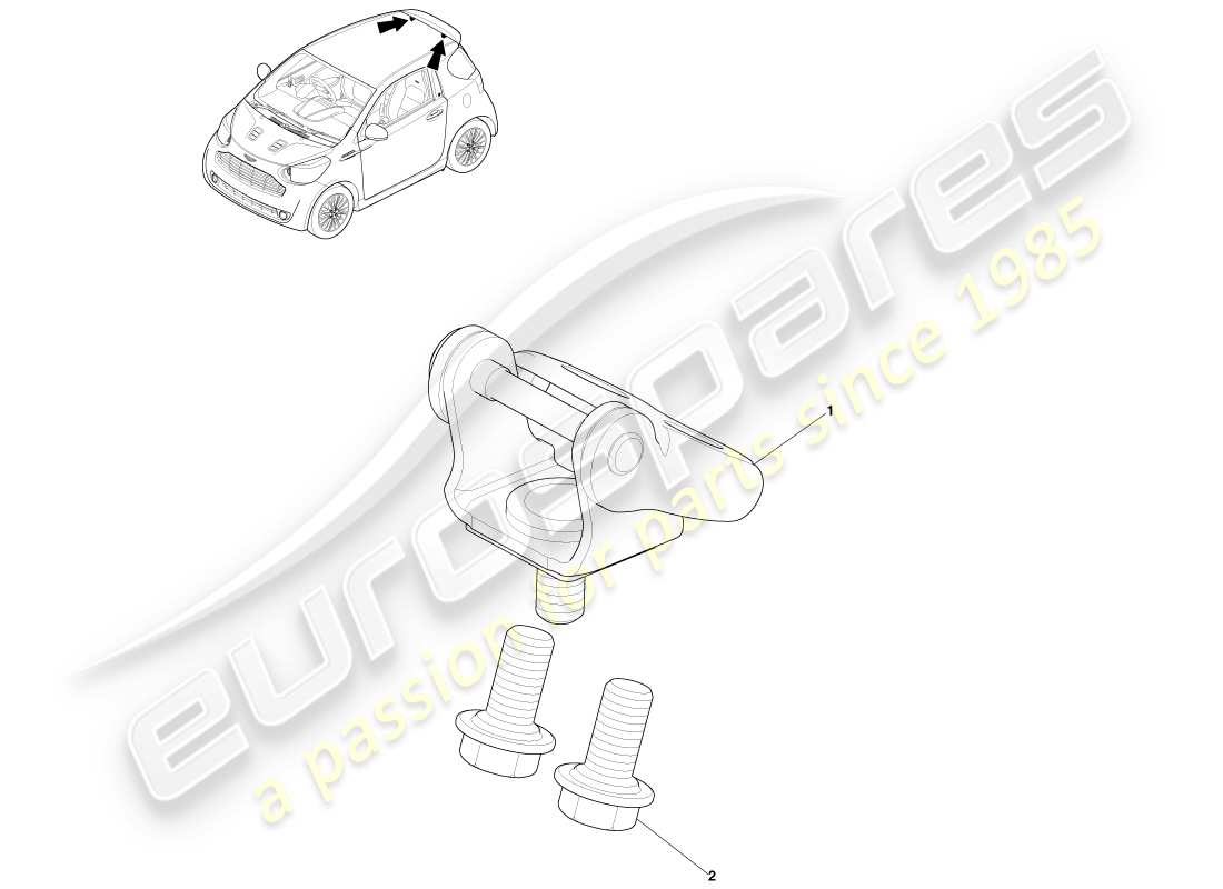 aston martin cygnet (2012) bisagras del portón trasero diagrama de piezas