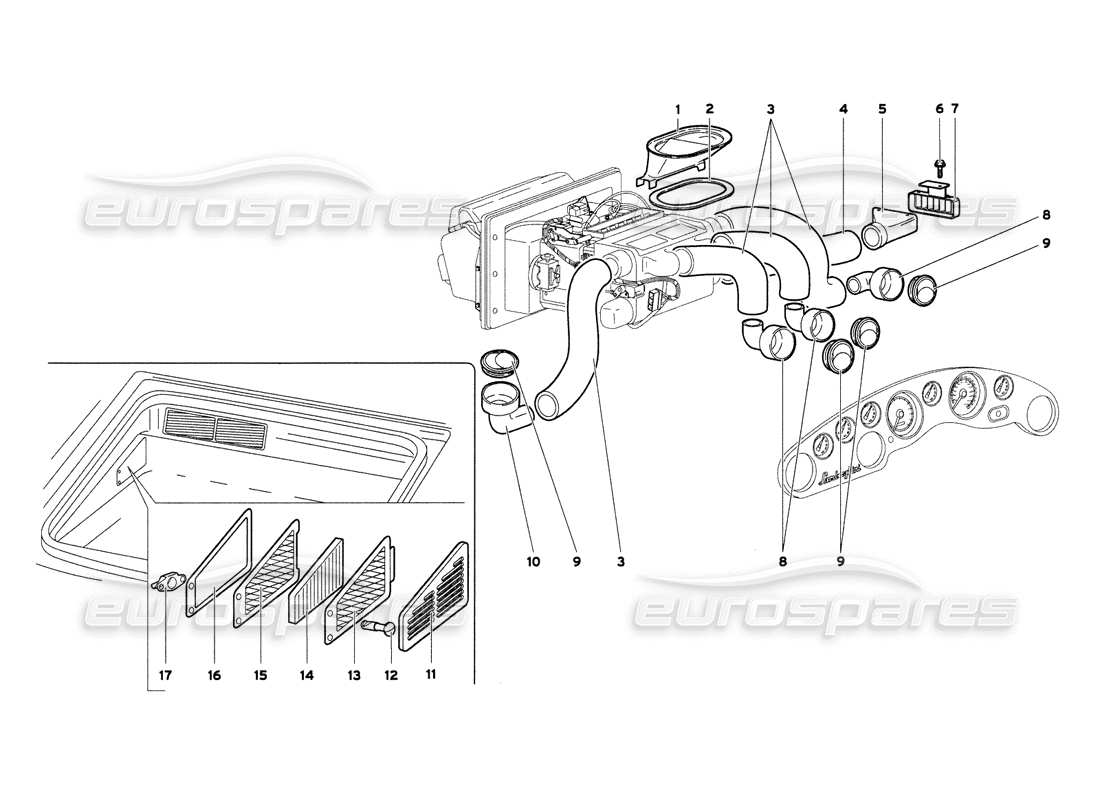 lamborghini diablo 6.0 (2001) diagrama de piezas de control de clima (válido para gb y australia: 2001 de marzo)