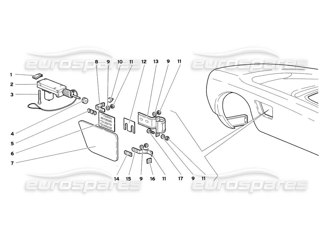 lamborghini diablo sv (1999) fuel cap (valid for usa and canada - july 1999) part diagram