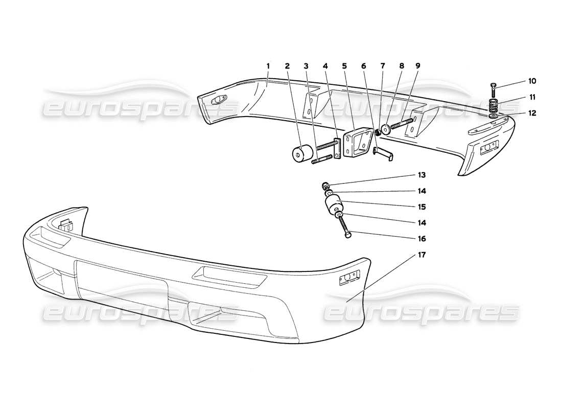 lamborghini diablo 6.0 (2001) diagrama de piezas de parachoques (válido para gb y australia: 2001 de marzo)